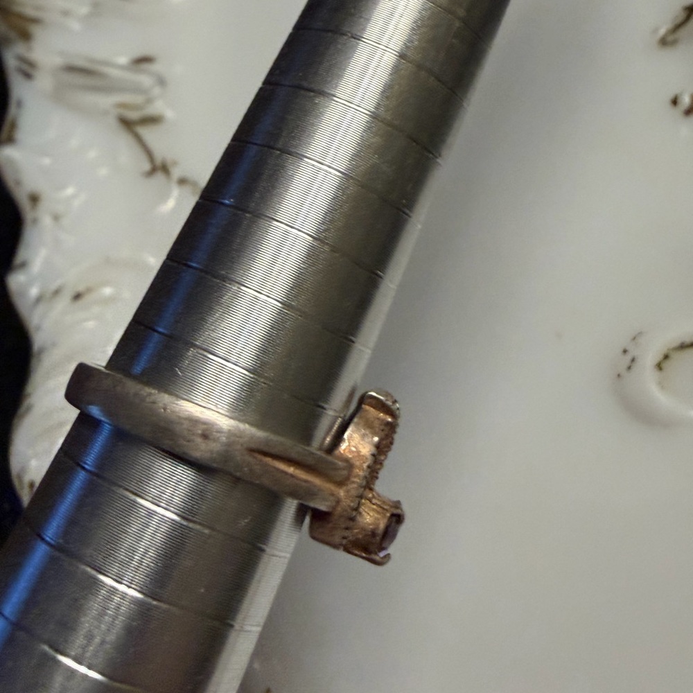 Vintage sterling stamped 925 silver amethyst ring with peridot stones Art Deco - Picture 3 of 6